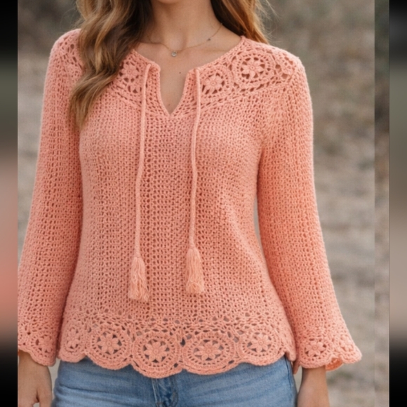Allegra Tops - NWT ALLEGRA | Crochet Top L/XL